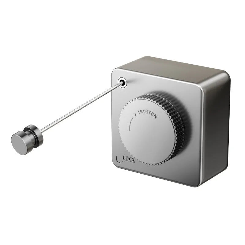 Gun grey retractable wall mounted clothesline extended to 4.8m with clothes hanging, ABS stainless steel construction