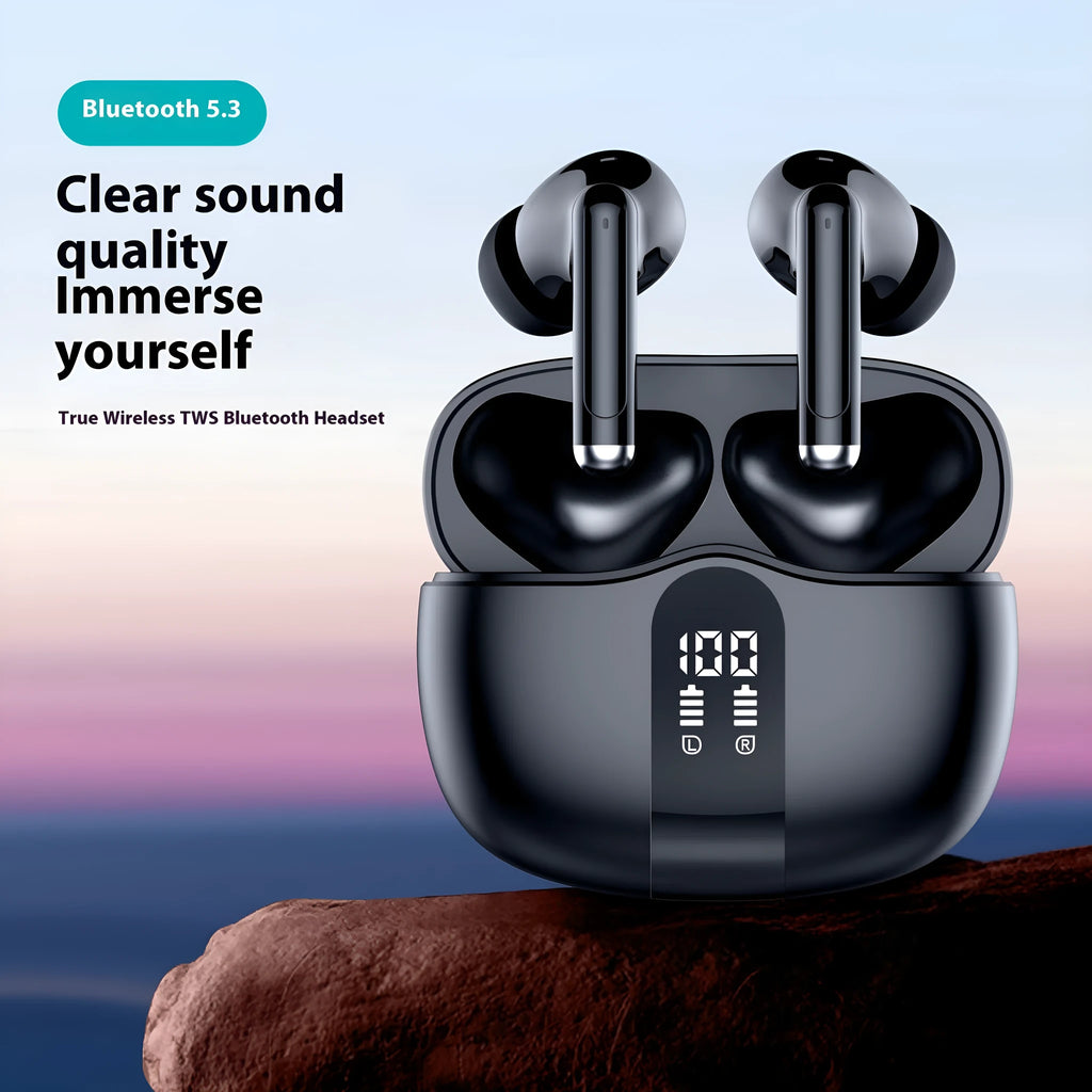 MOQ2000 noise-canceling in-ear sports Bluetooth headset in black with charging case