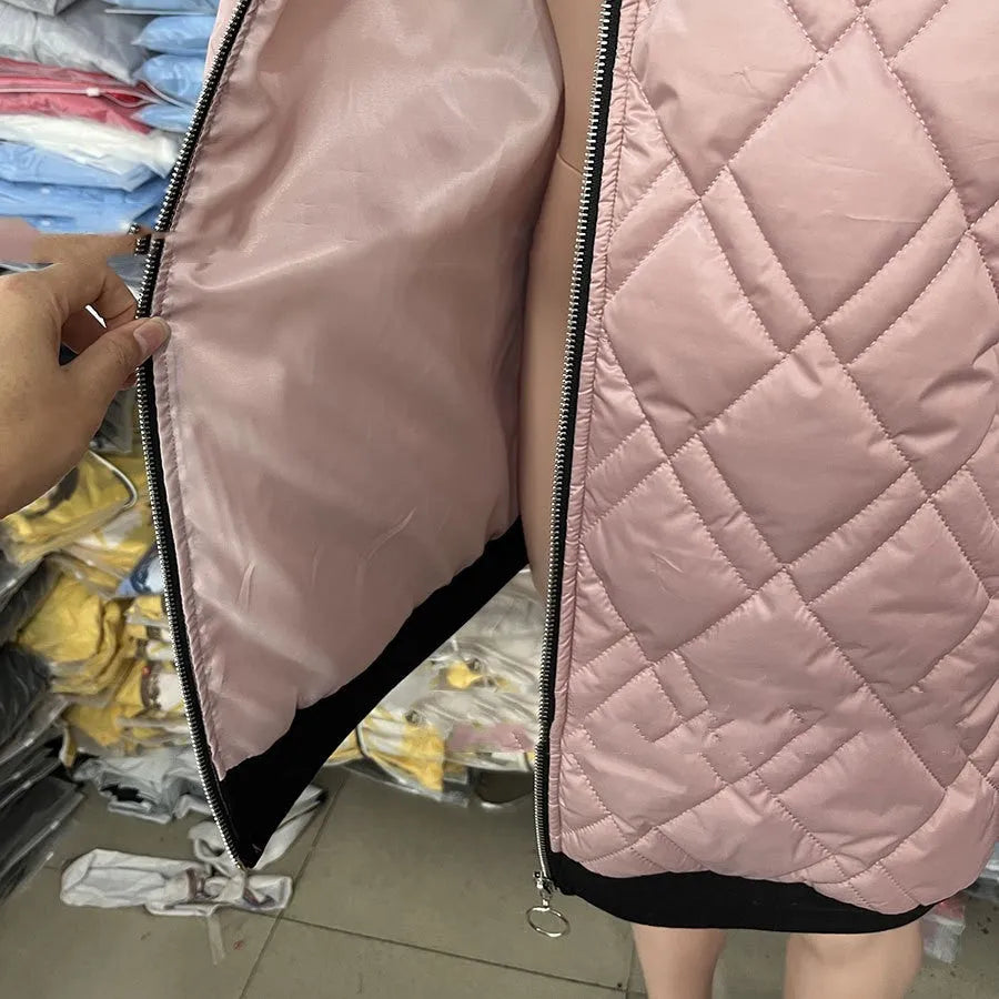 Women's casual hooded coat in black or pink with regular sleeves and polyester fabric