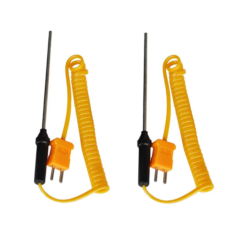 Stainless steel K-type thermocouple temperature sensor with needle probe, 1050mm wire, and flat plug
