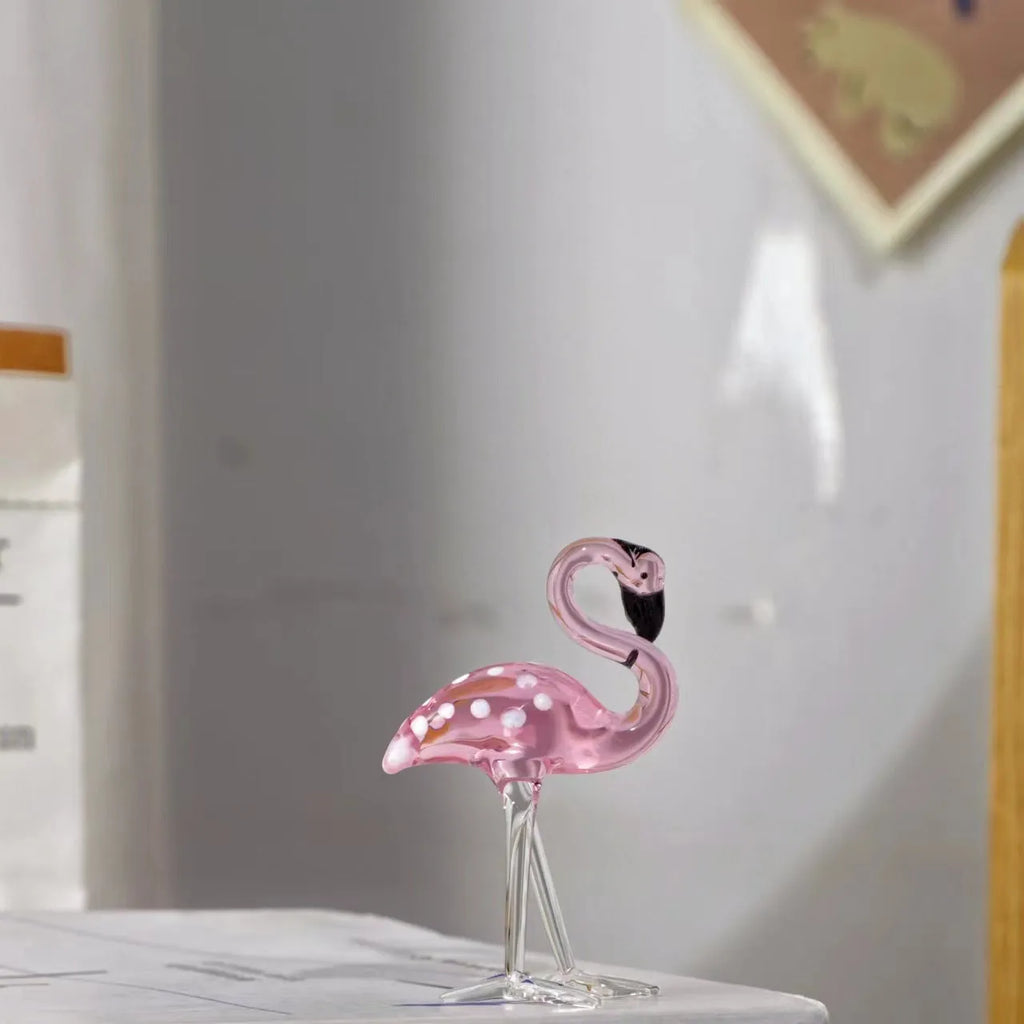 Pink crystal flamingo decorative craft for table display with modern simplicity style