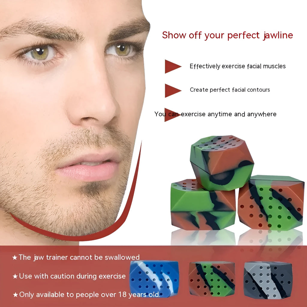 Two camouflage pattern facial exercise balls in transparent box for jawline training