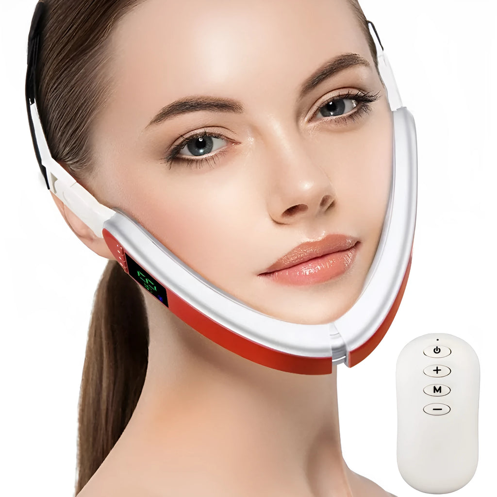 Infrared LED V-shape slimming face massager with TENS microcurrent in three colours