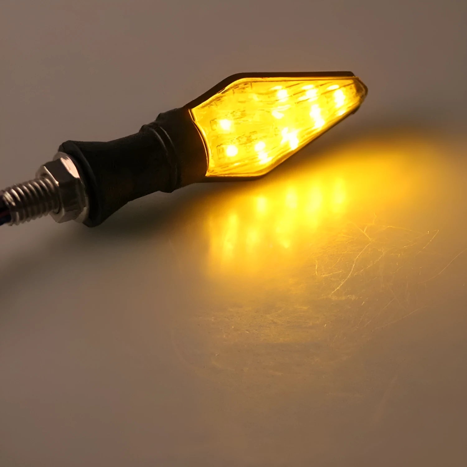 Motorcycle turn signal lights with double-sided luminous yellow blue LED illumination