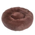 Washable round plush dog kennel bed with PP cotton fill in light grey, 40-120cm diameter options