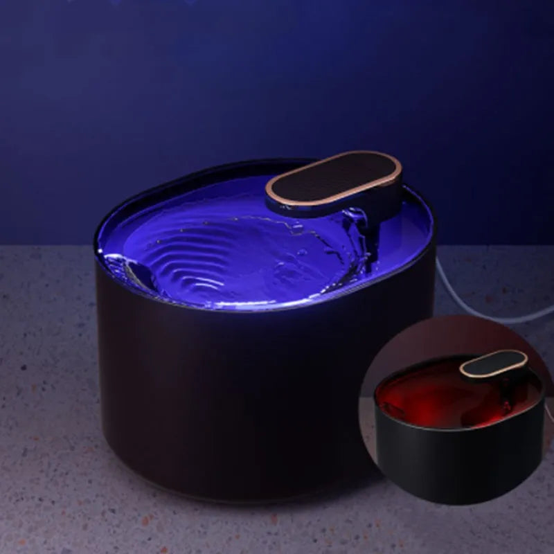 Automatic pet water fountain in Berlin Blue colour with USB cable and water pump.