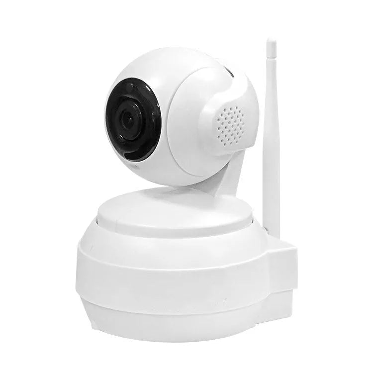 White ABS wireless smart dome camera with PTZ shaking head and 2MP lens for indoor monitoring