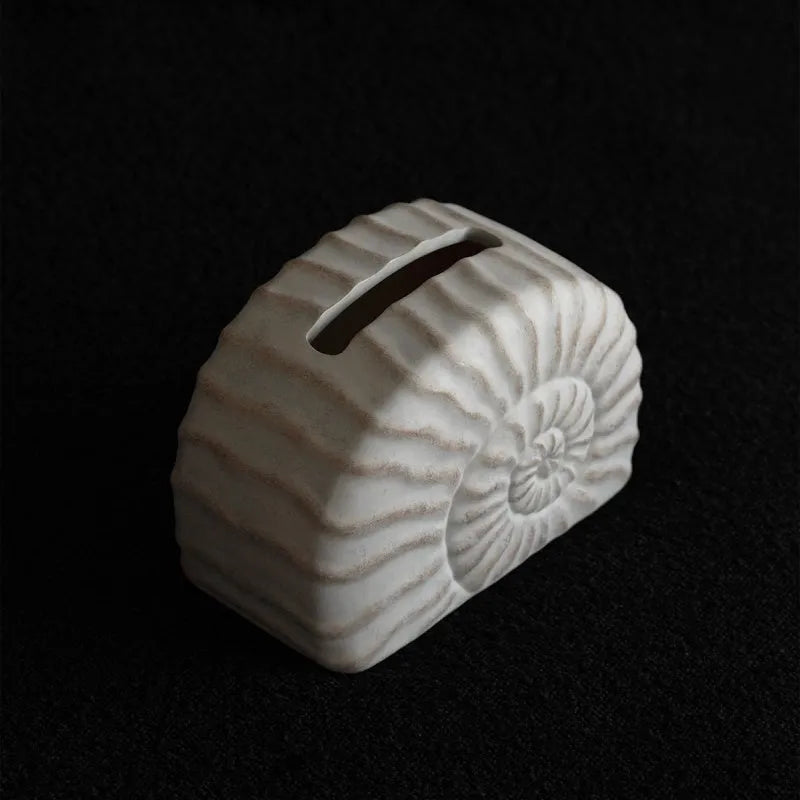 Resin tissue box cover with conch shell pattern design decorative home accessory