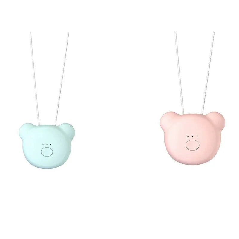 USB portable air purifier necklace in blue, pink, grey or white colour options.