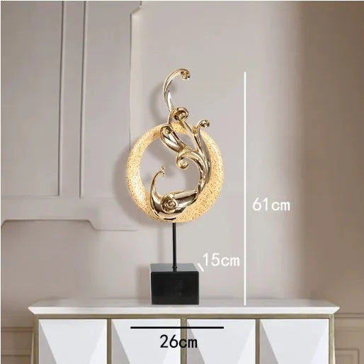 Large resin phoenix ornament in European style available in rose gold, red and silver colours