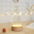 Pineapple-shaped bedside table lamp with wood and acrylic construction featuring USB power and dimmer switch