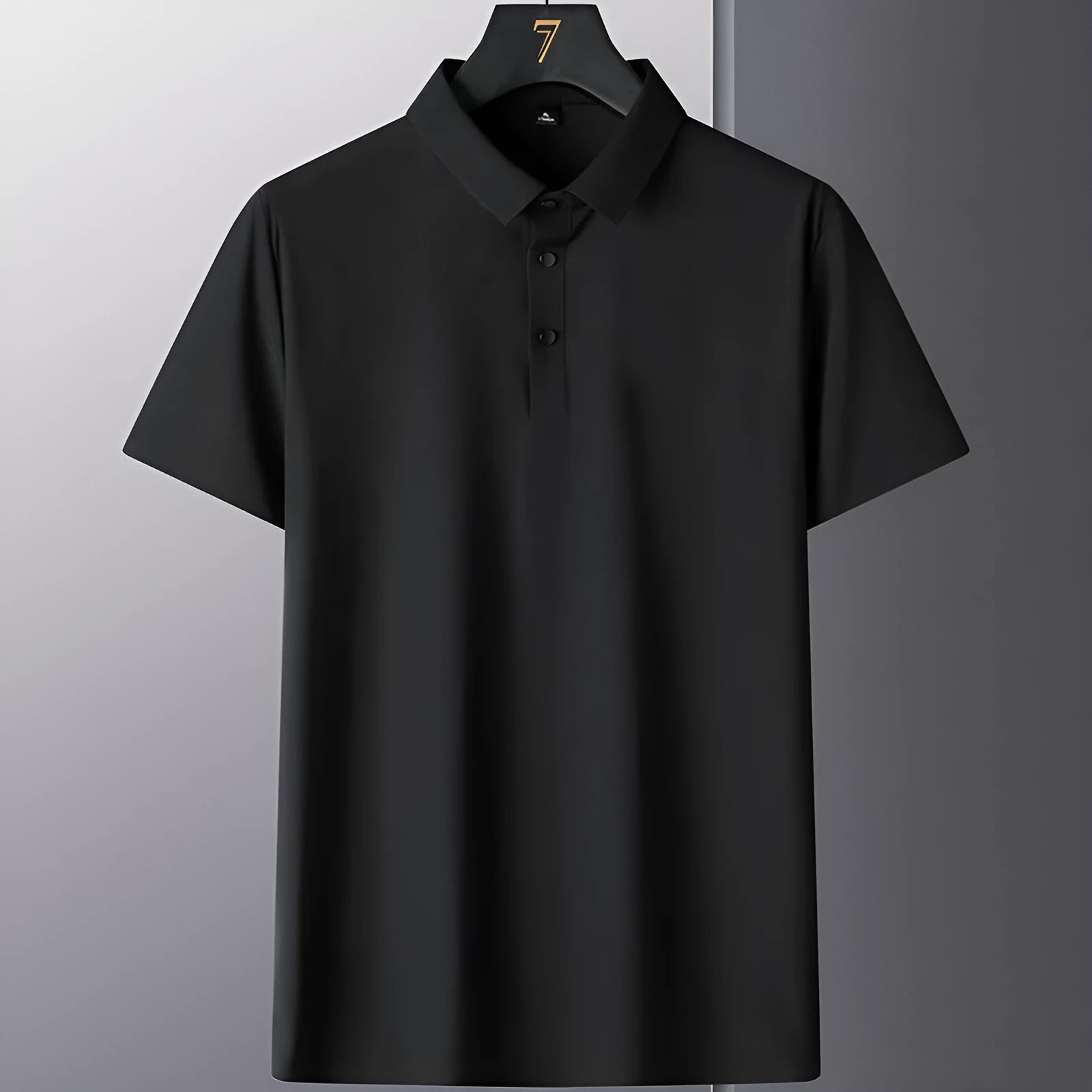Man wearing a solid colour non-ironing short sleeve business casual shirt