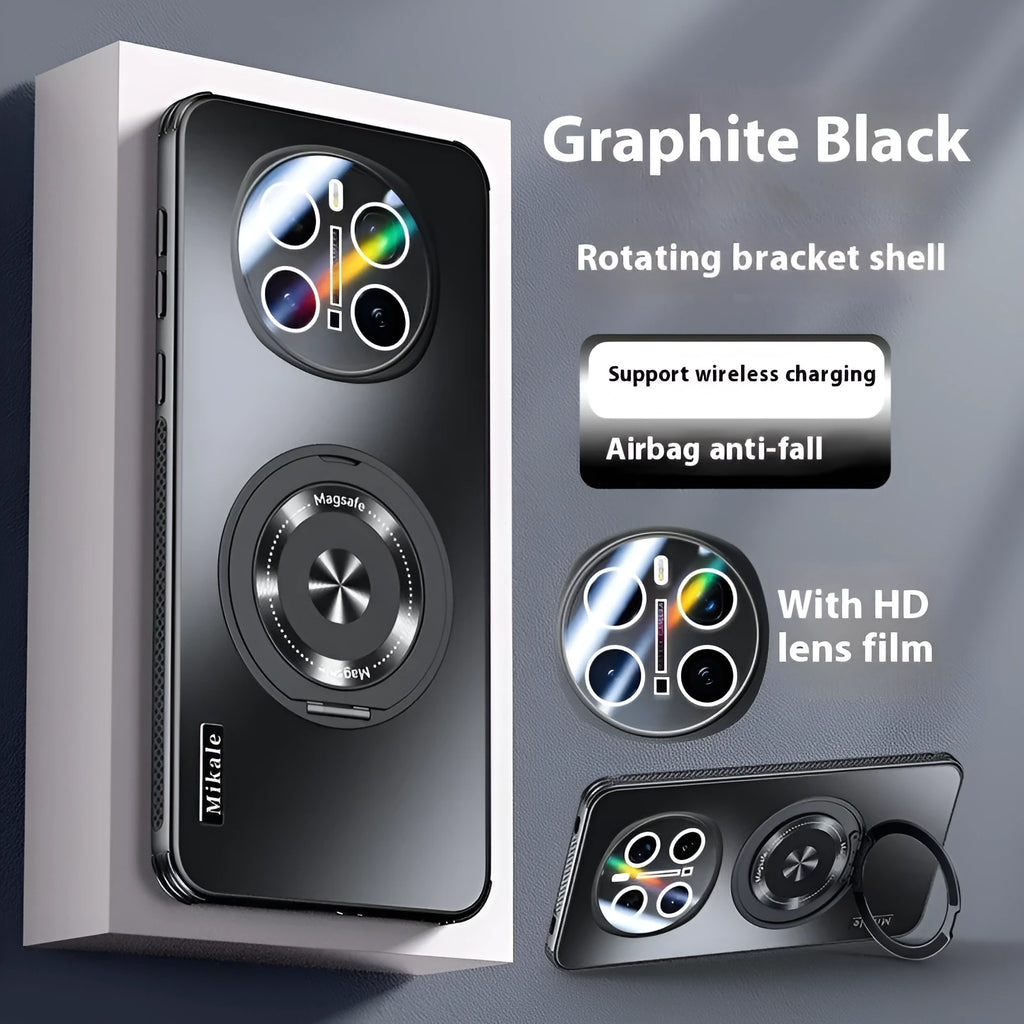 Cooling metal magnetic suction rotating bracket phone case for Glory in Graphite Black with frosted finish