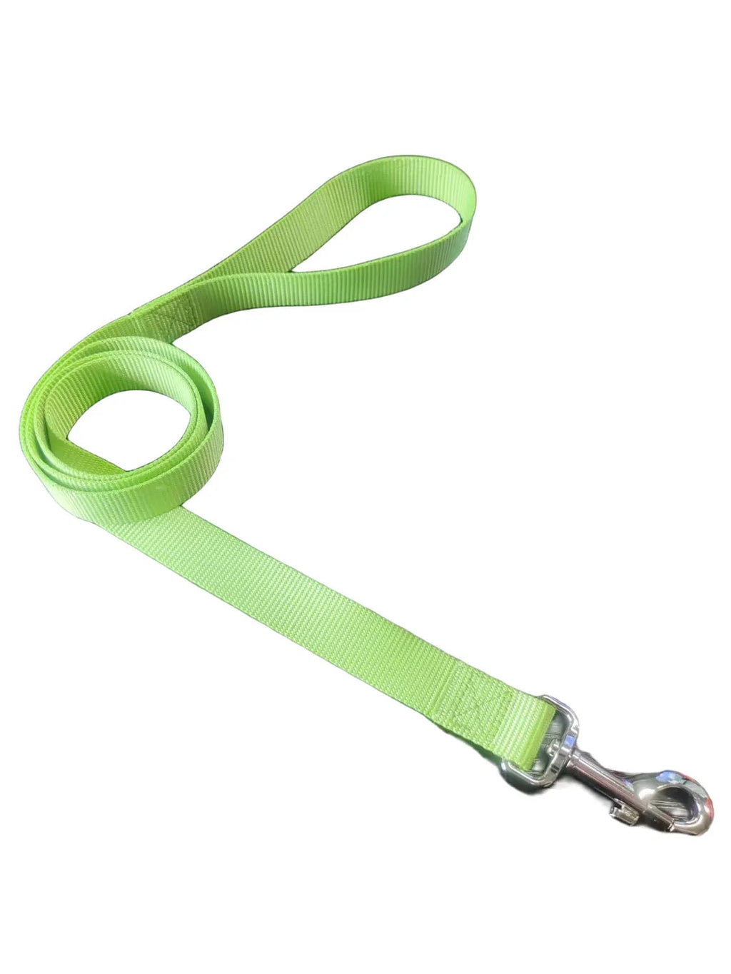 Solid colour polyester dog training rope with hand-holding loop in blue, showing length and simple construction