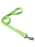 Solid colour polyester dog training rope with hand-holding loop in blue, showing length and simple construction