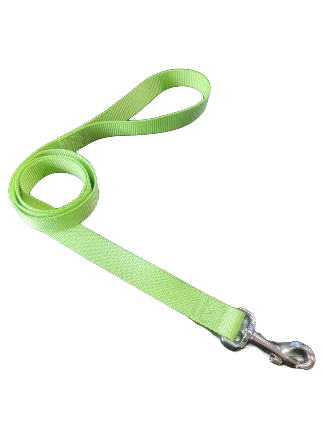 Solid colour polyester dog training rope with hand-holding loop in blue, showing length and simple construction