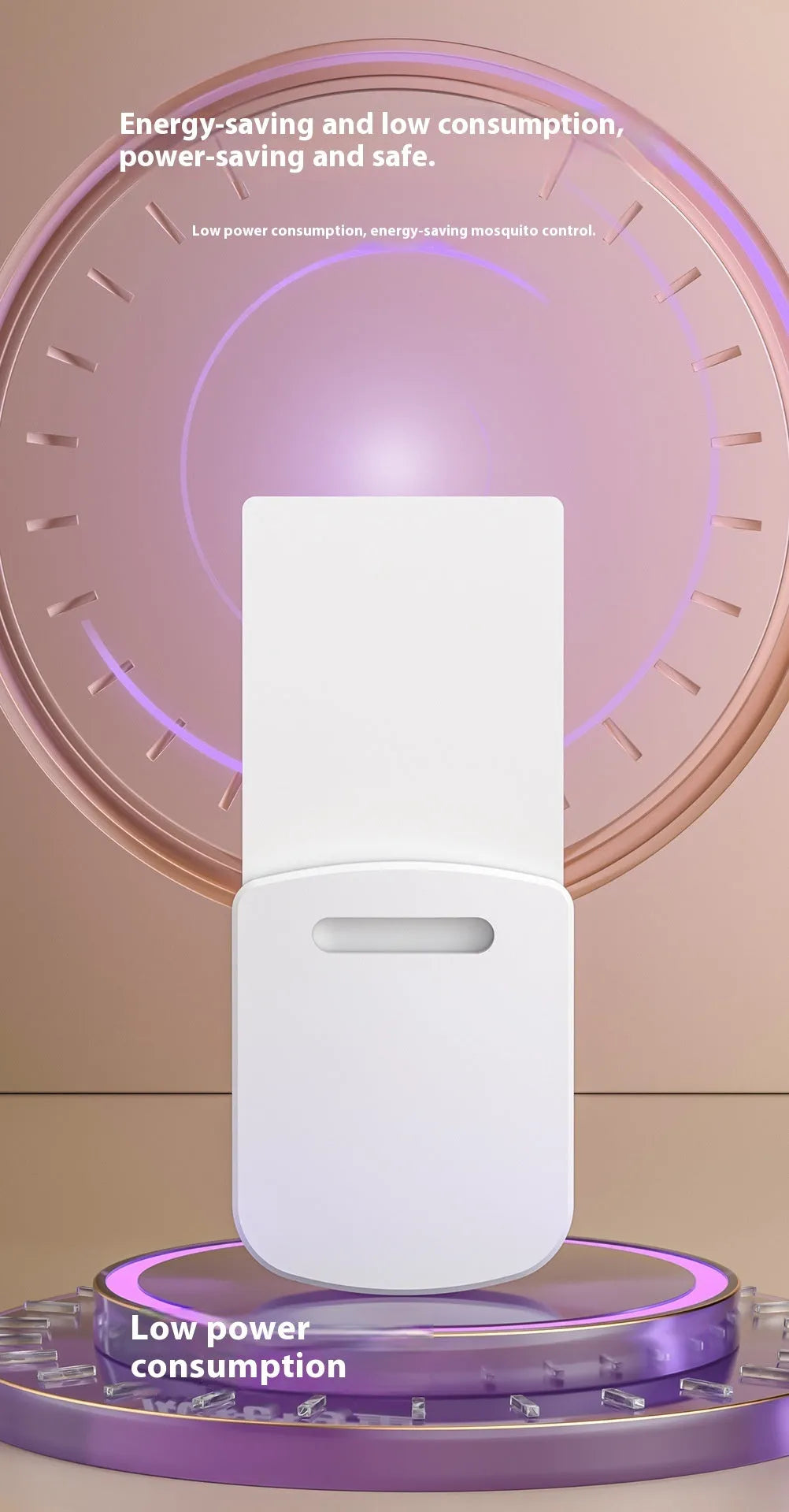 UV LED mosquito killer lamp with ABS shell, USB plug-in and five adhesive boards, 80x36x95mm