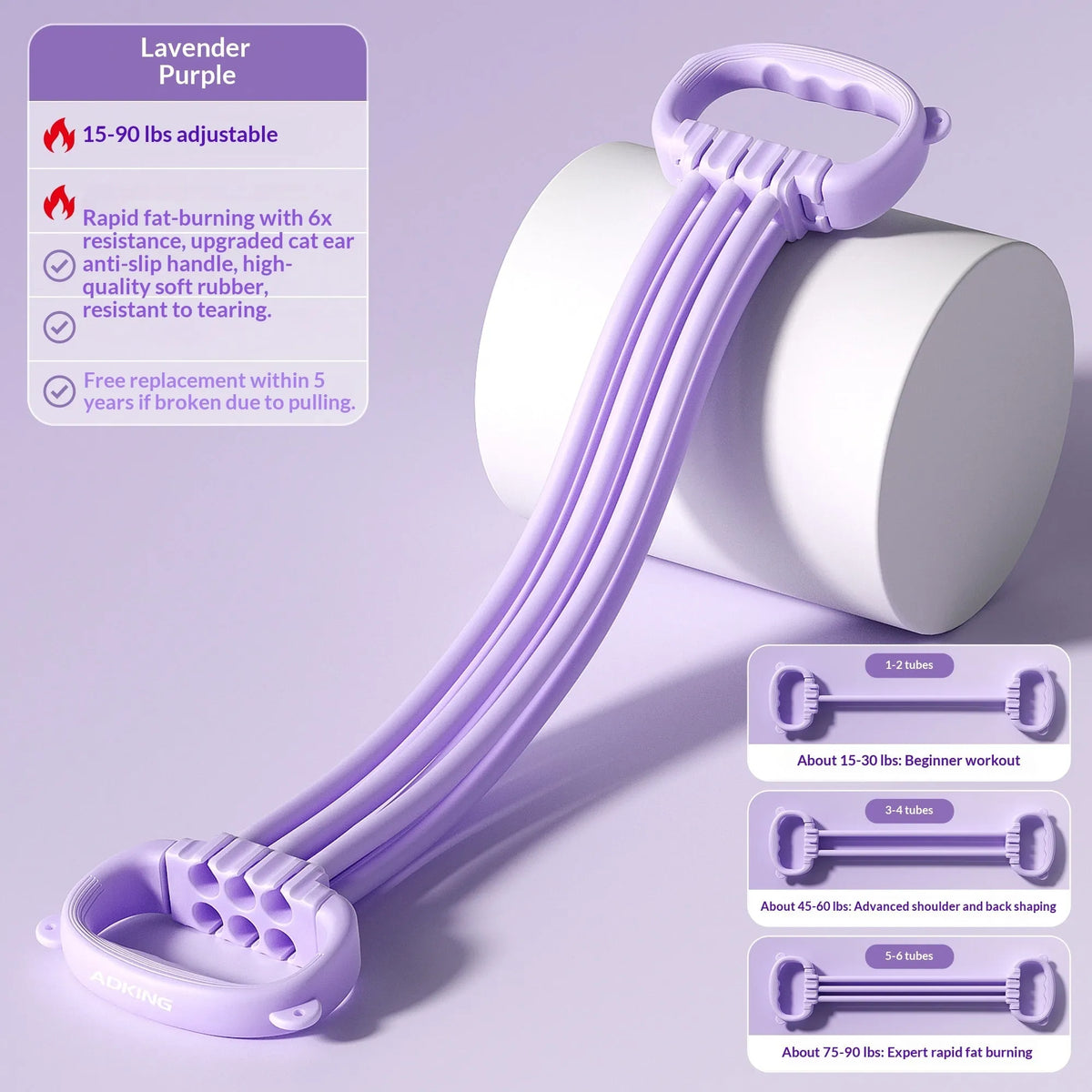 New 8-shaped resistance puller for women, back opener and shoulder exerciser with cat ear handle, available in pink, purple, and blue