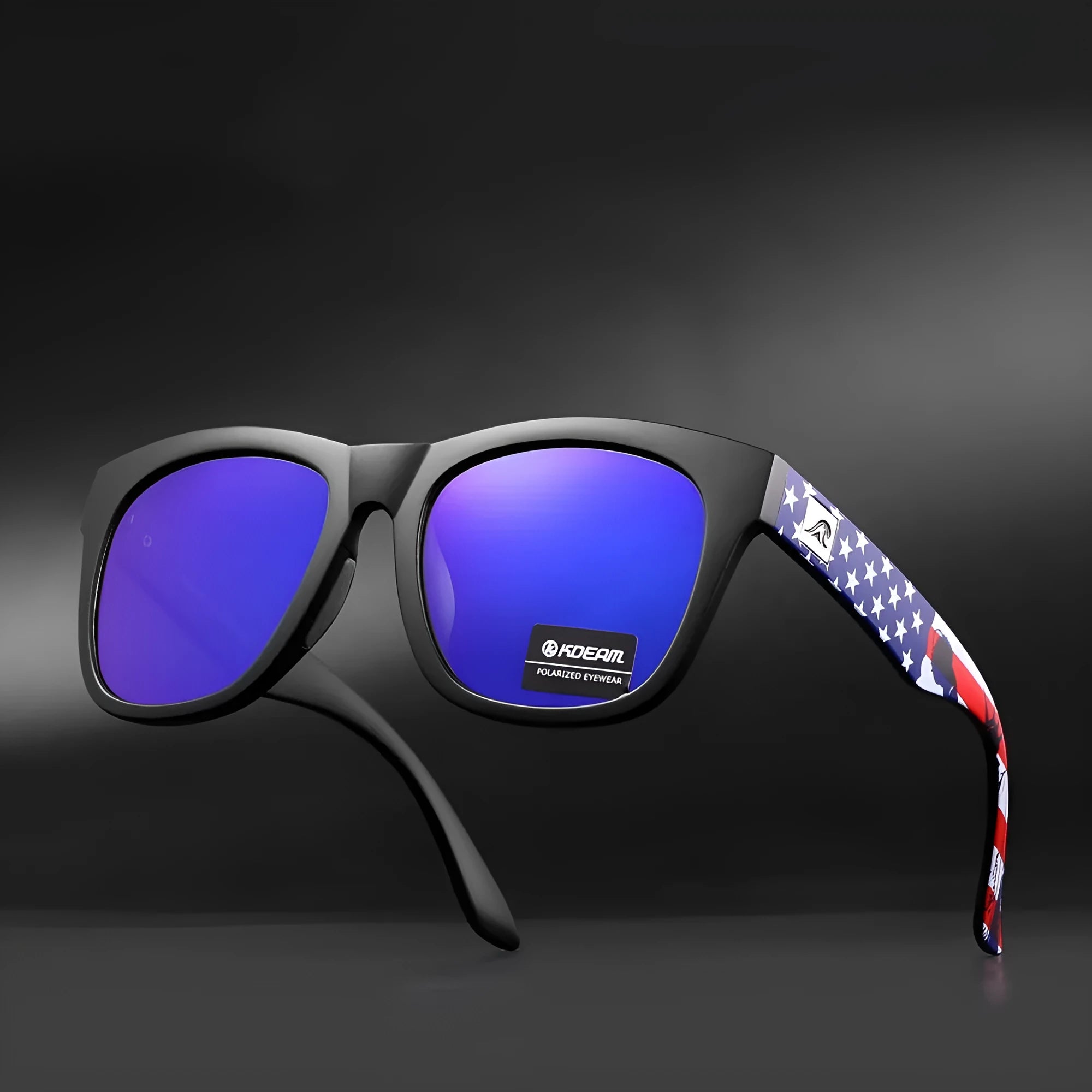 Thickened polarised sunglasses with TAC lenses on a PC frame for UV protection.