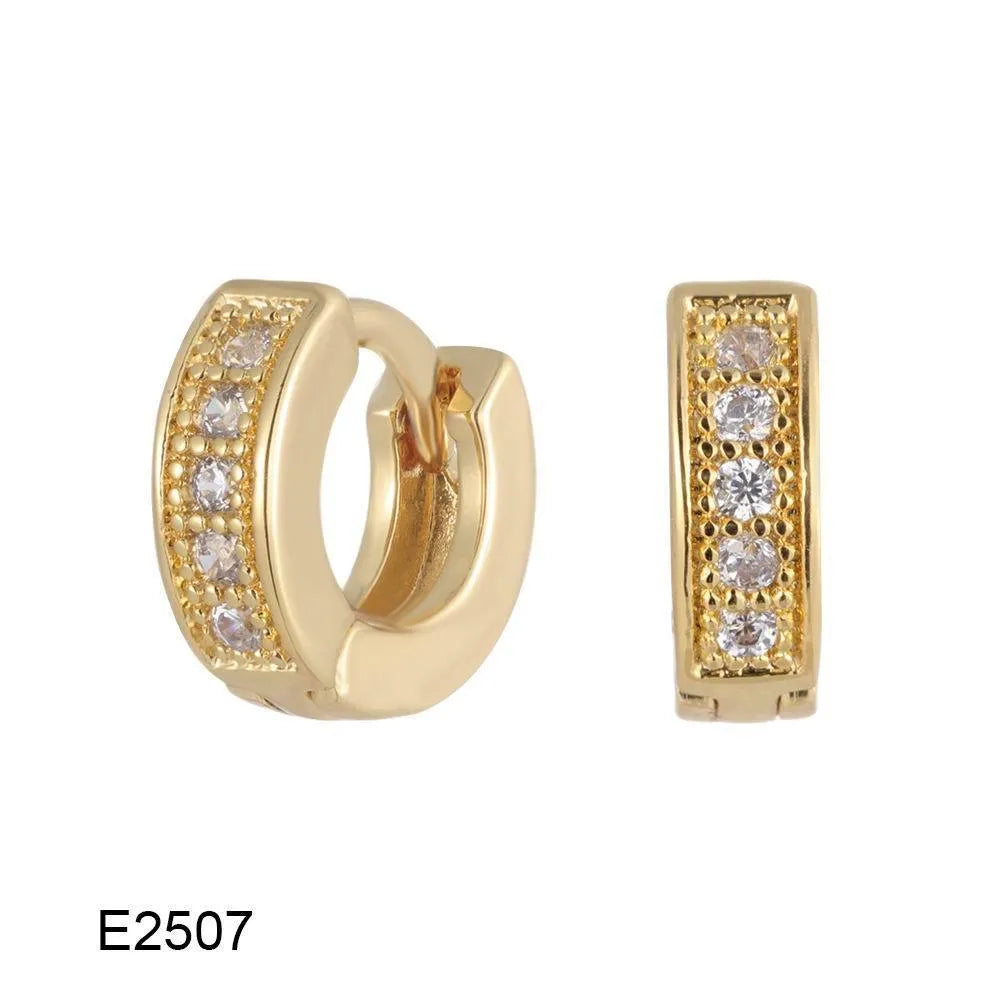Women's brass gold plated heart-shaped ear clip earrings with zircon accents in four colour options