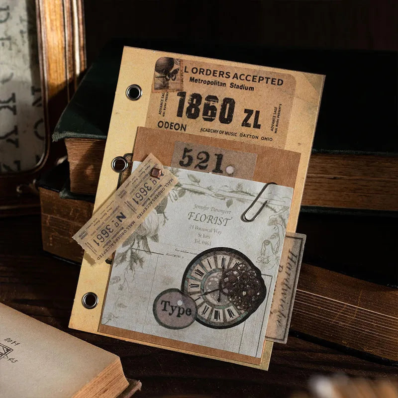 Retro A5 English letter notebook decorative card suit set showing one of six vintage cover colour options.