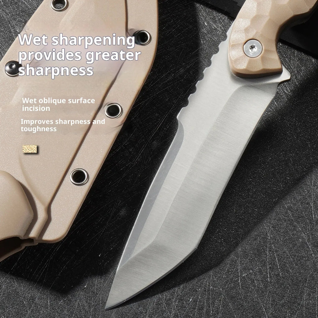 High Hardness Sharp Thickening Tool folding knife with 12.8cm 3CR13 steel blade, Titan-Brown colour, open view