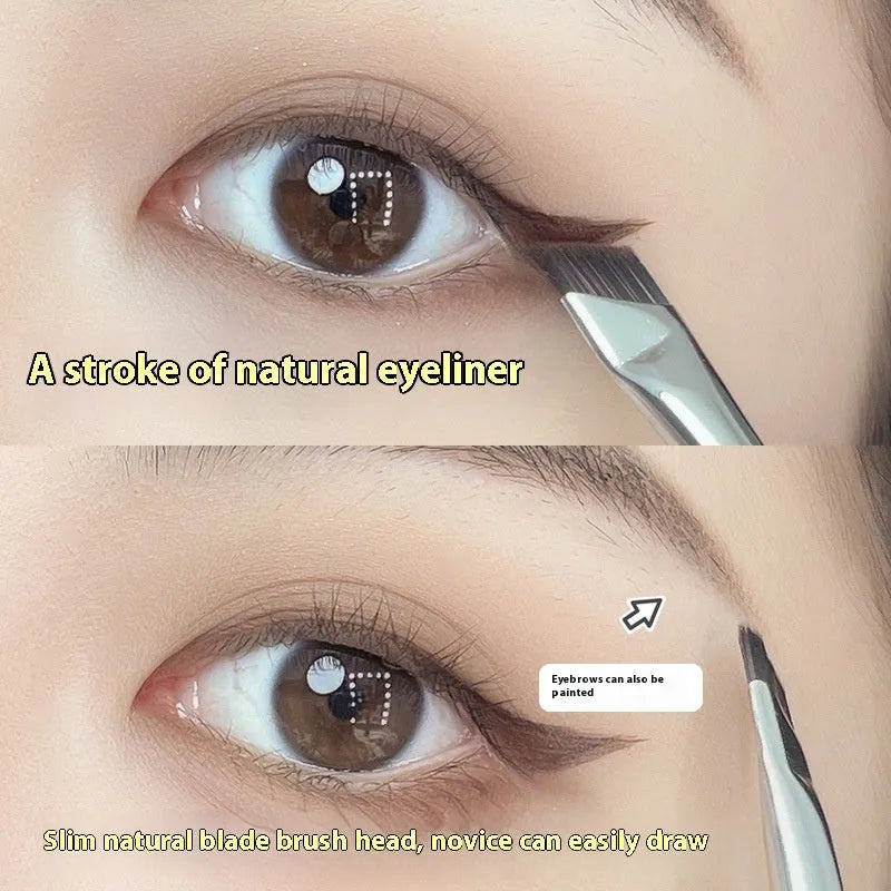 Round head concealer brush with artificial fibre bristles, 9cm total length, straight flat head design