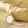 Geometric stainless steel necklace with 18K purity pendant in round shape on regular chain