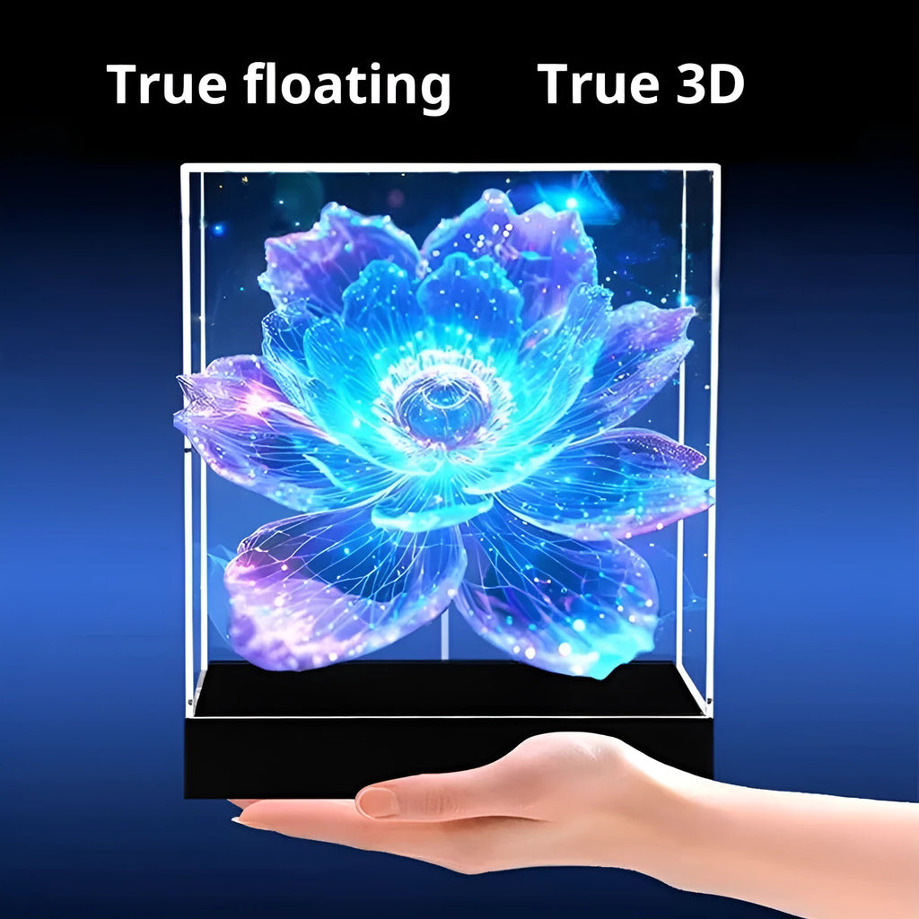 Holographic 3D fan screen desktop decoration with remote control, displaying floating holographic image