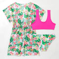 Girls' two-piece floral swimsuit in Korean style with high elasticity polyester fabric
