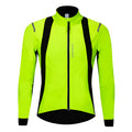 Unisex soft shell thermal fleece cycling jacket in black with green, side view