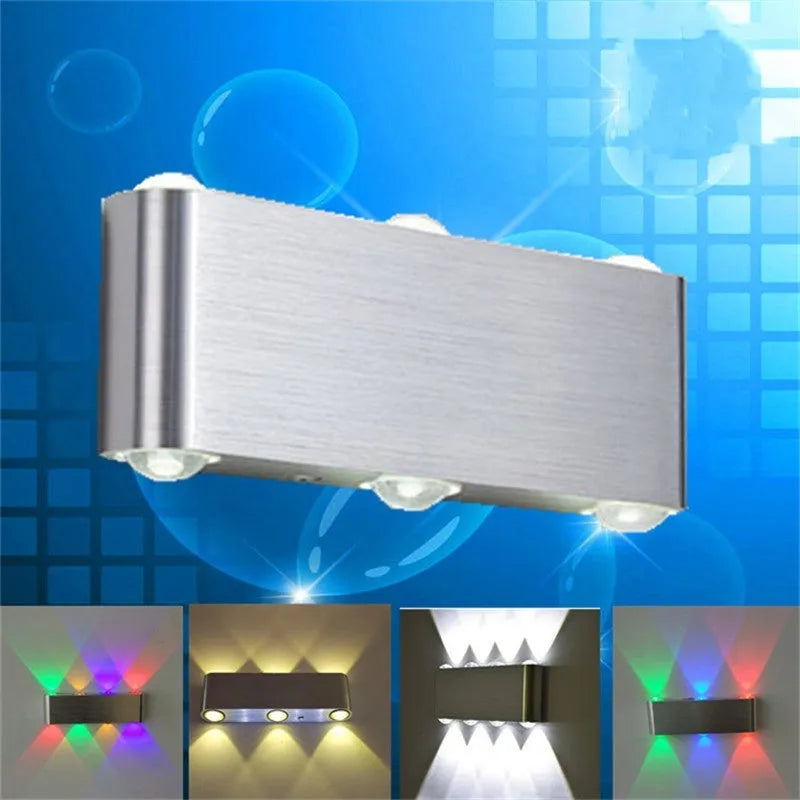 Silver aluminium rectangular LED wall lamp for bedrooms with multicolour lighting options