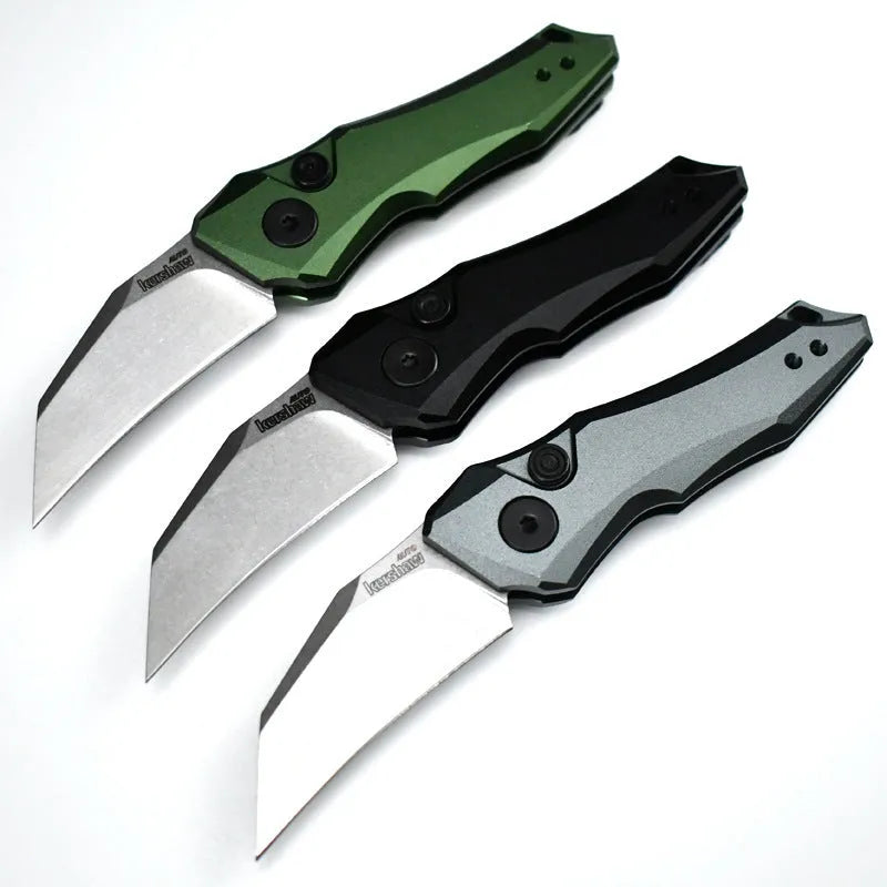 Folding pocket knife with 150mm blade length in black, grey or green metal finish