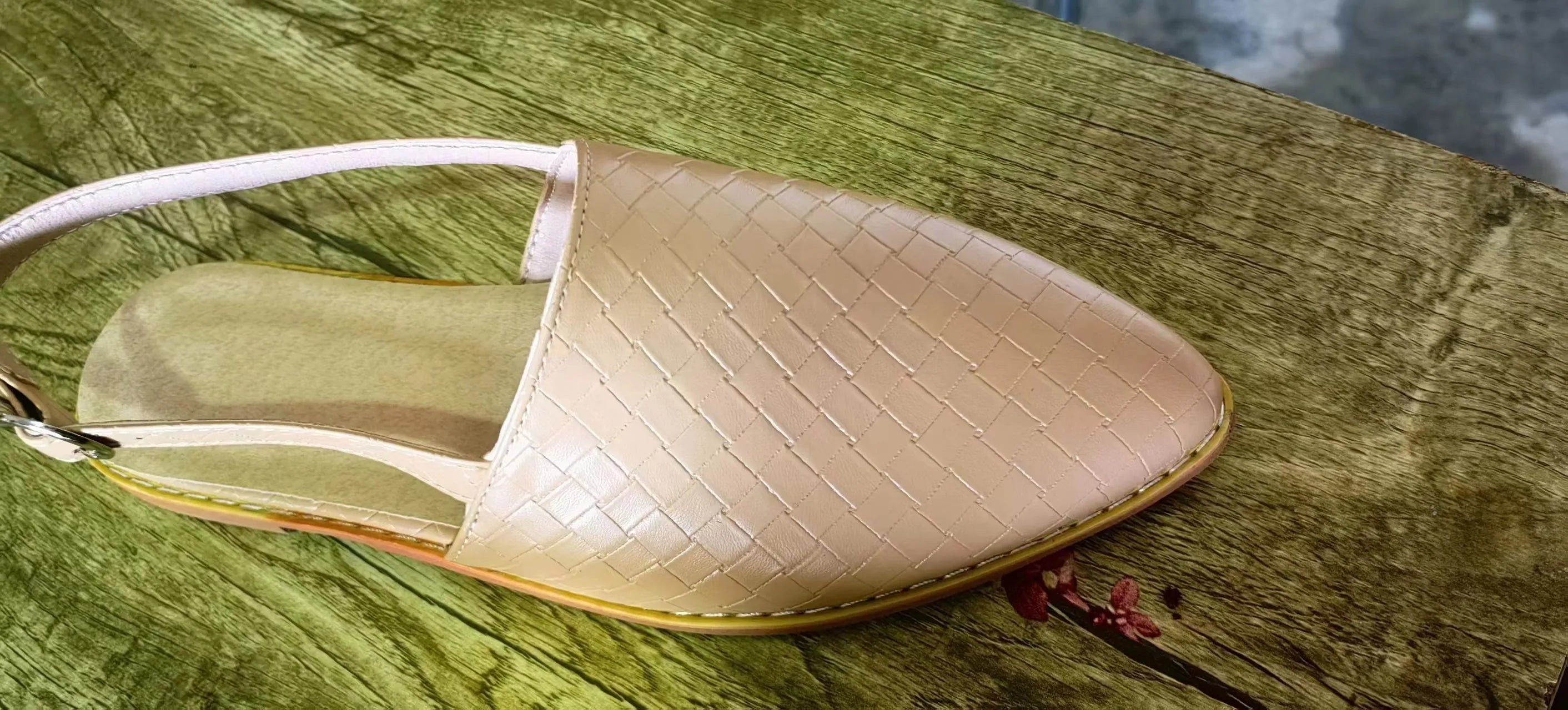 European style baotou flat sandals with buckle closure and pointed toe in various colours