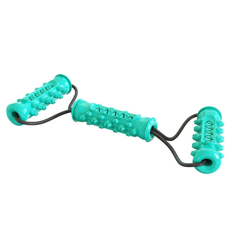 Pet chew-resistant teeth cleaning stick in TPR and nylon with molar bumps and zigzag groove