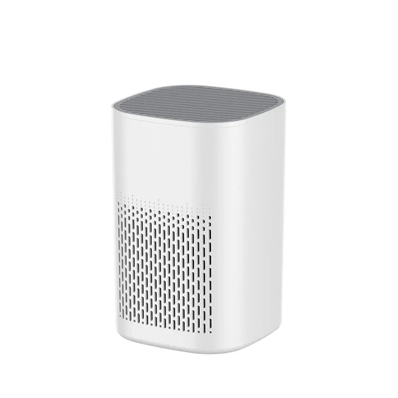 Simple style desktop air purifier with USB cable for rooms under 10 square metres.