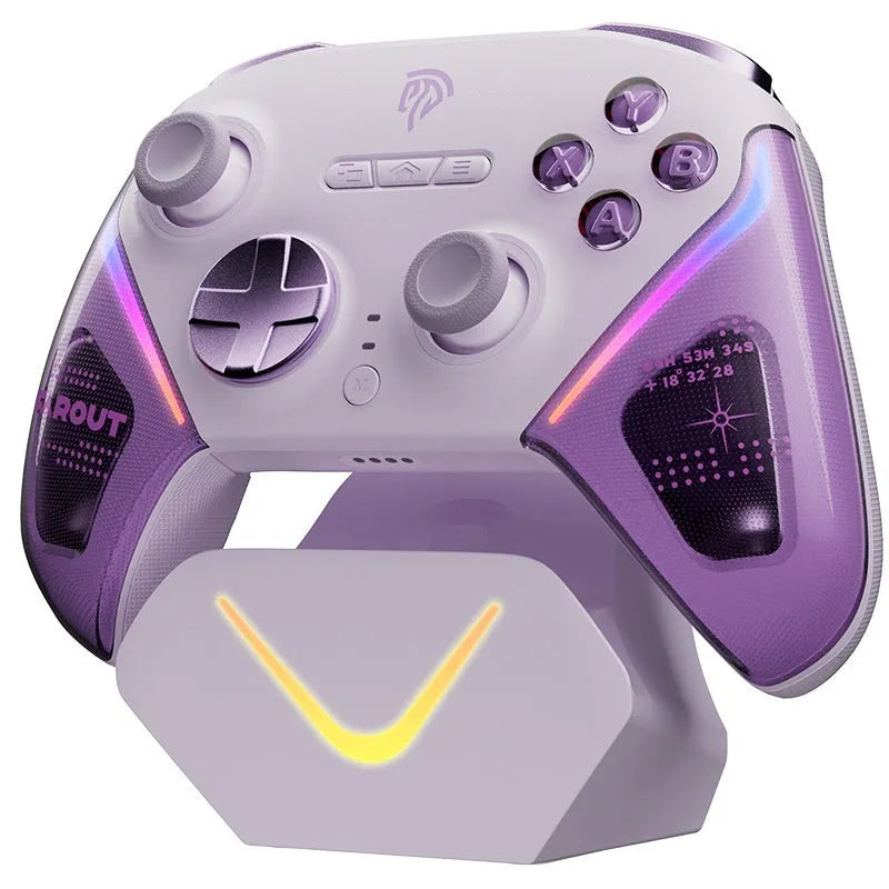 Rocker Smart game controller charging base in black, showing USB Type-C port and dual charging contacts.