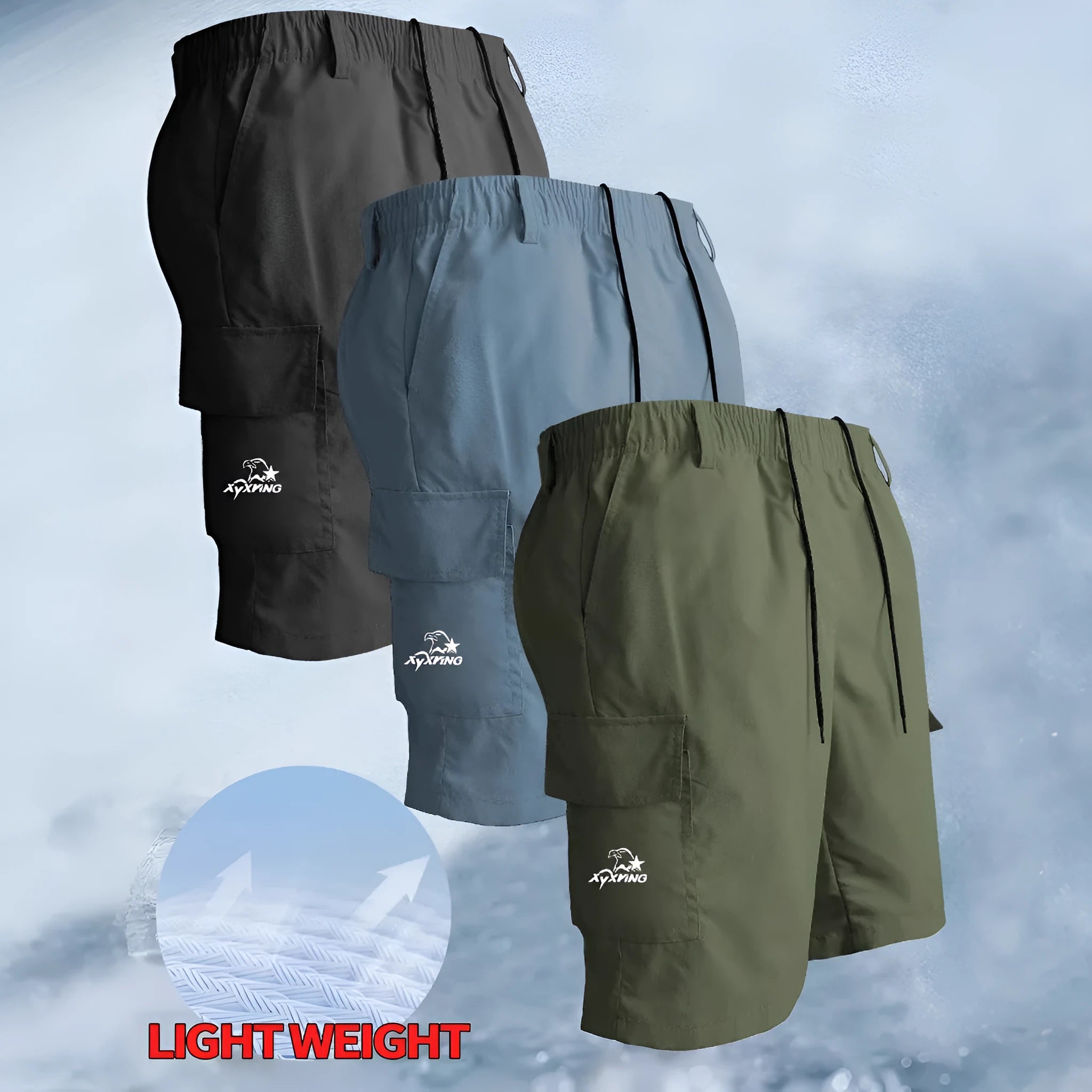 Loose straight casual polyester shorts in American style design with straight leg opening
