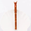 Four Christmas-themed erasable gel pens with Santa, gingerbread man, elk, and snowman designs on a white background