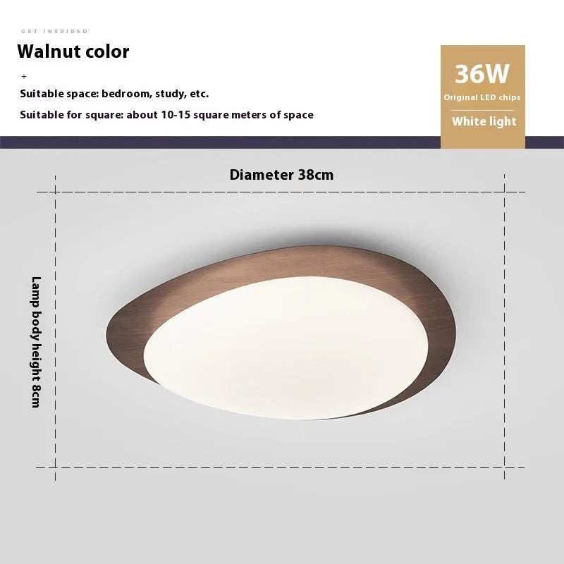 New Chinese style iron ceiling lamp with acrylic shade in walnut finish