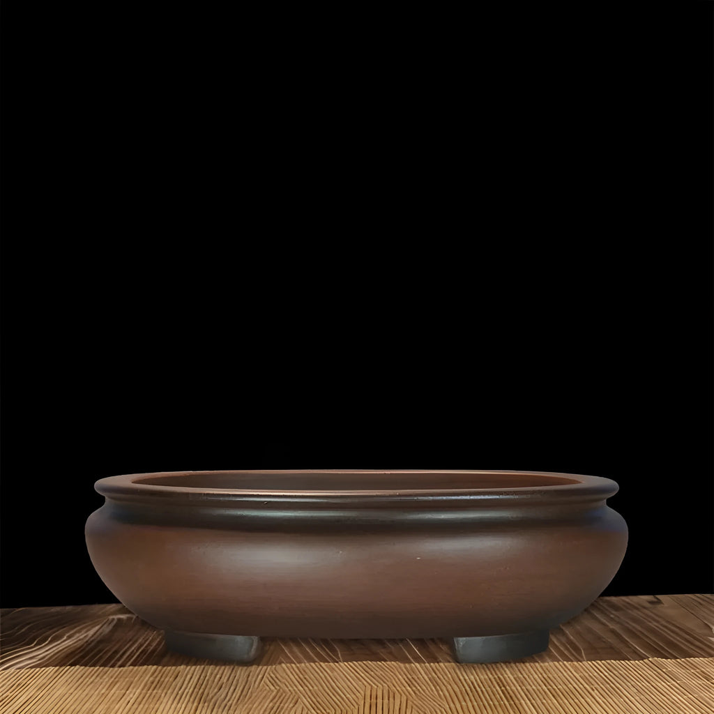 Handmade purple clay desktop flowerpot with classical design measuring 58cm long