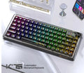 Attack Shark K75RGB white transparent wireless mechanical keyboard with RGB lighting on a desk