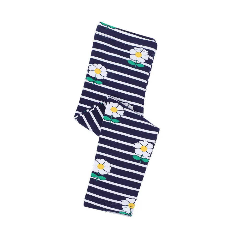 Girls' slim cotton leggings, neutral unisex design, sizes 2T-7T for ages 3-8, 96% cotton, all-season.