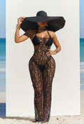 Women's hollow-out nude back halter three-piece swimsuit set in solid colour polyester