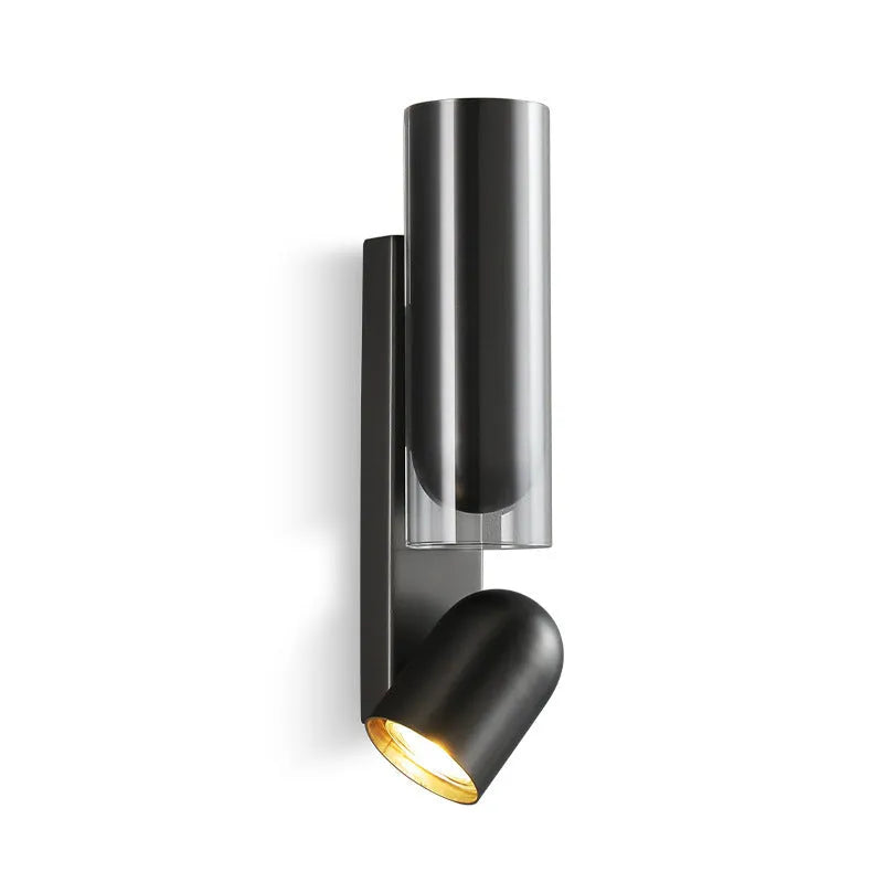 Rotating adjustable Nordic LED wall lamp with 5W warm light in brushed gun black finish