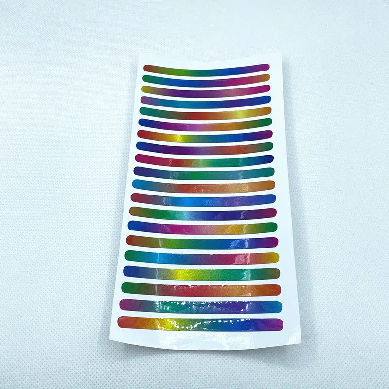 Twenty arc-shaped PVC reflective stickers for car wheel hub application in selected colour