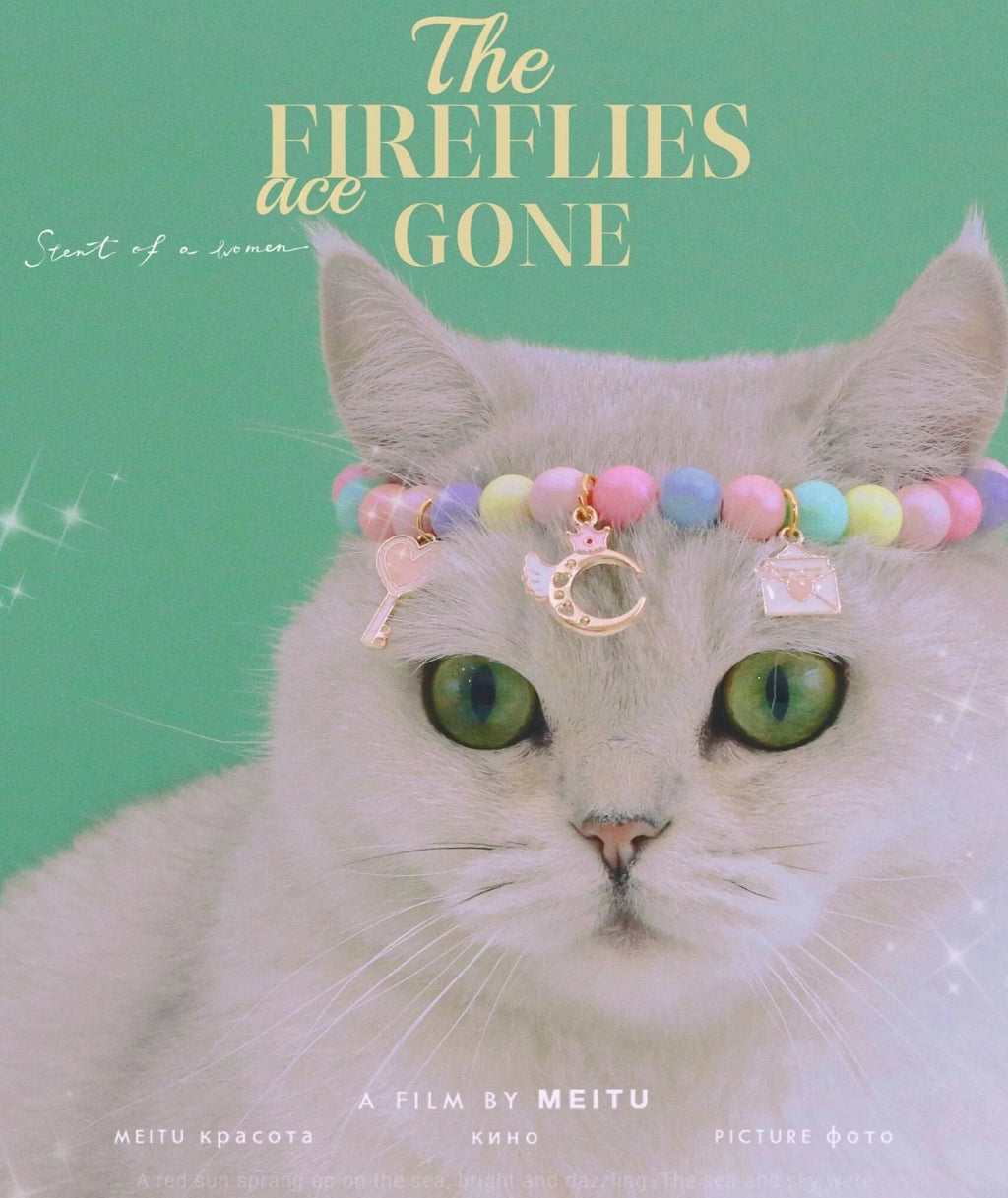 Colourful resin necklace collar and bracelet set for a dog, showing macaron-themed rabbit and moon charms.
