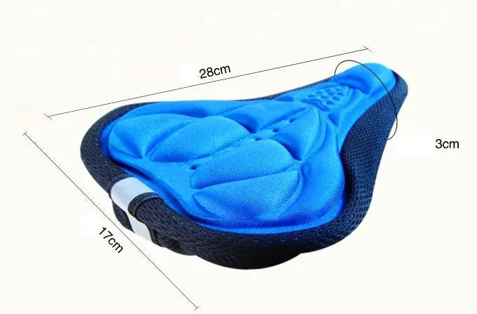 3D breathable bicycle seat cover with GEL silicone layer, 28cm x 17cm x 2cm, in black, red, blue or orange