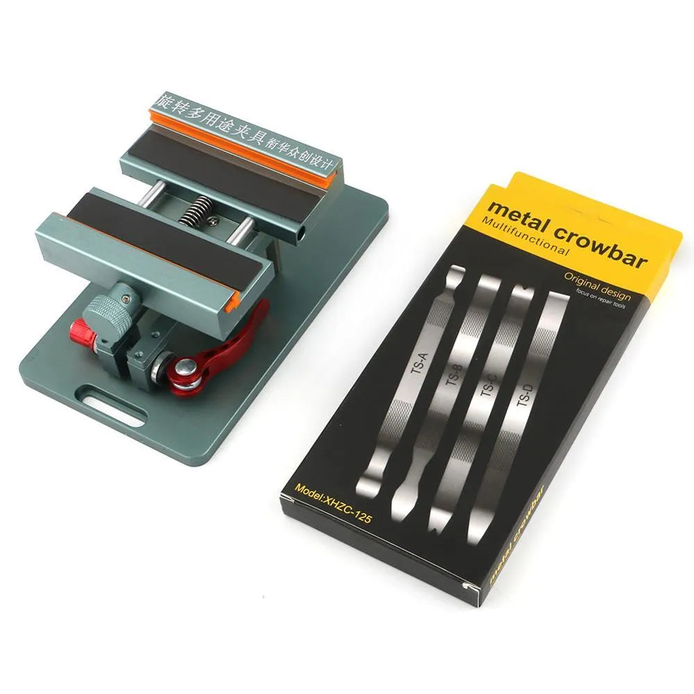 General model mobile phone repair fixture with silicone grips and adjustable clamp
