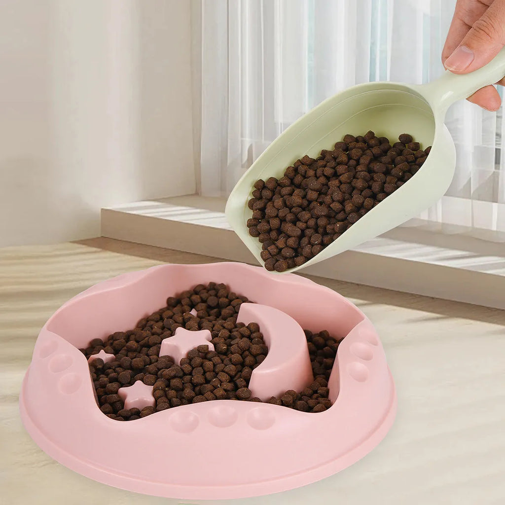 Moon star wings pet slow feeding bowl in blue colour with large capacity design